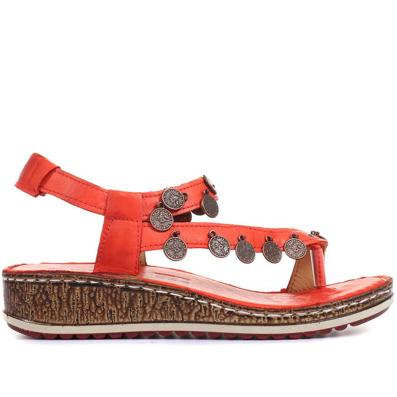 Embellished Leather Toe-Post Sandal - CAY29005 / 315 112
