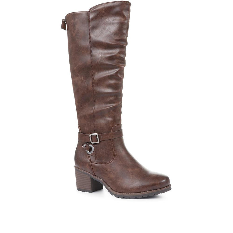 Knee High Ruched Heeled Boots - CENTR36097 / 322 661