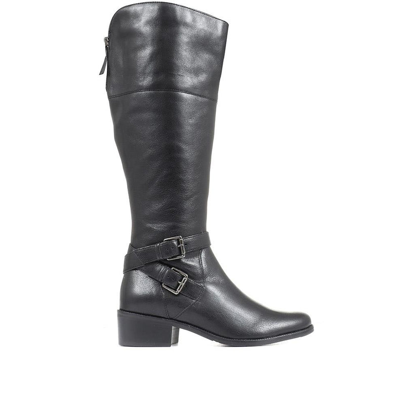 Phoebe Wide Calf Leather Knee Boots - PHOEBEW / 320 896