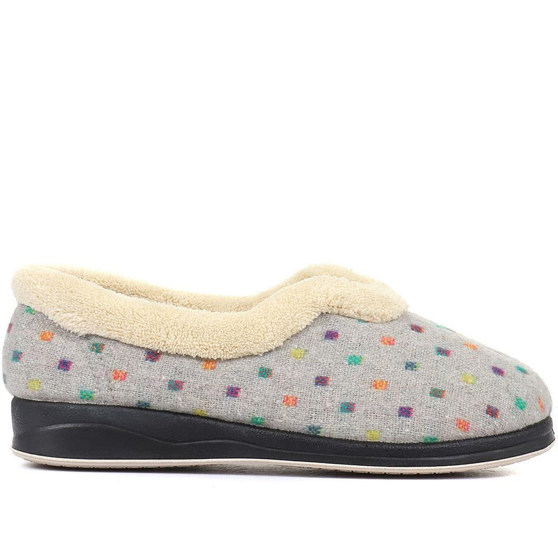 Wide Fit Polka Dot Slippers - QING34003 / 320 210