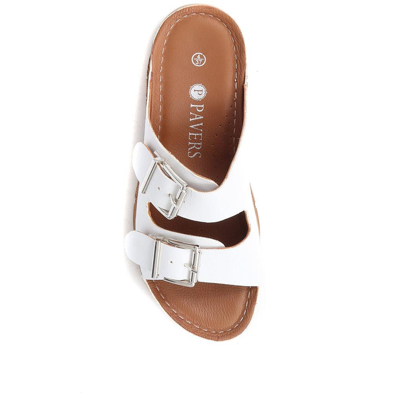 Leather Double Buckle Mule Sandals - GENC37003 / 323 877