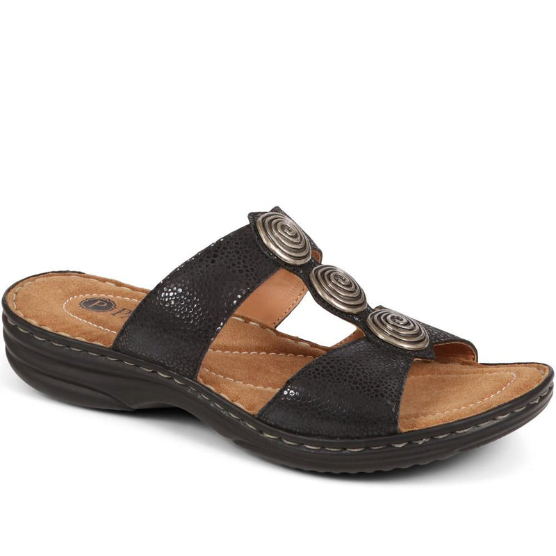 Leather Slip On Sandals - KF37012 / 323 970