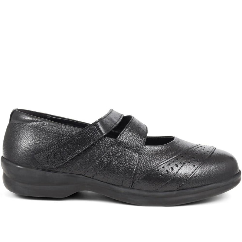 Extra Wide Fit Touch Fasten Leather Mary Janes - LIZBET / 323 992