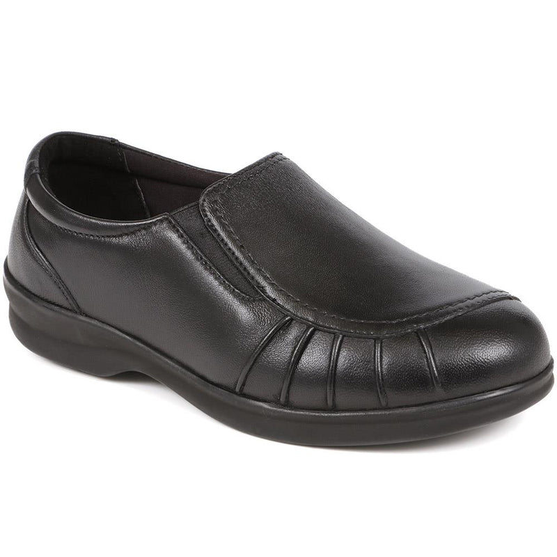 Extra Wide Fit Leather Slip On Shoes - KEYLA / 324 605