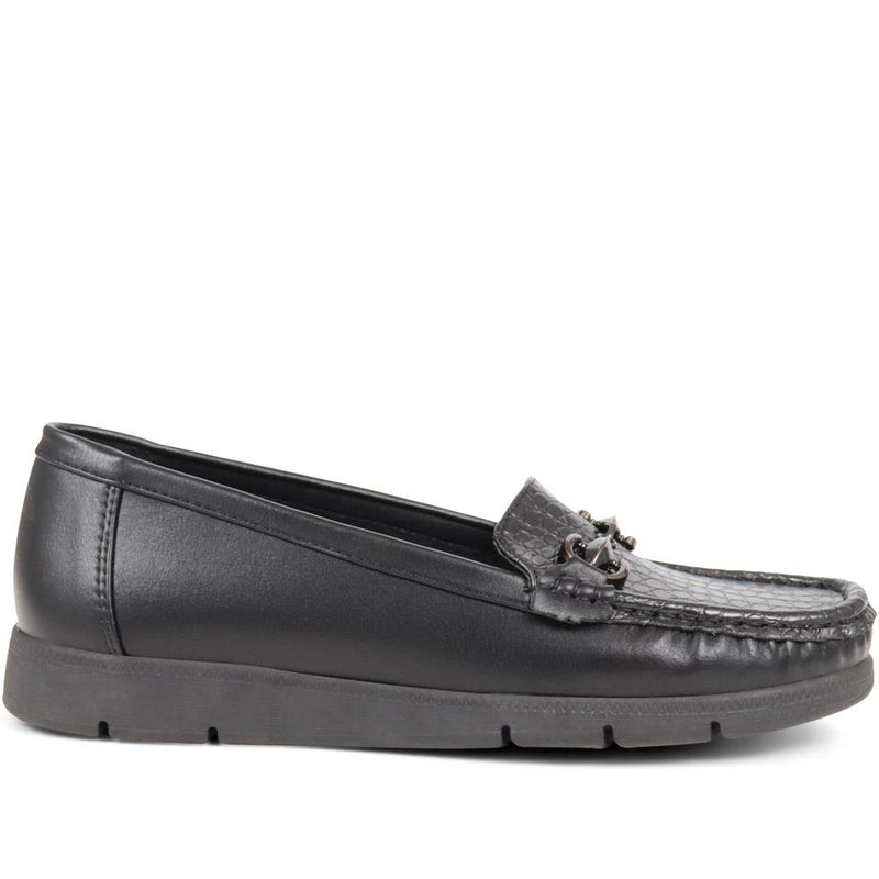 Croc Print Accented Penny Loafers - SANYI38013 / 324 318