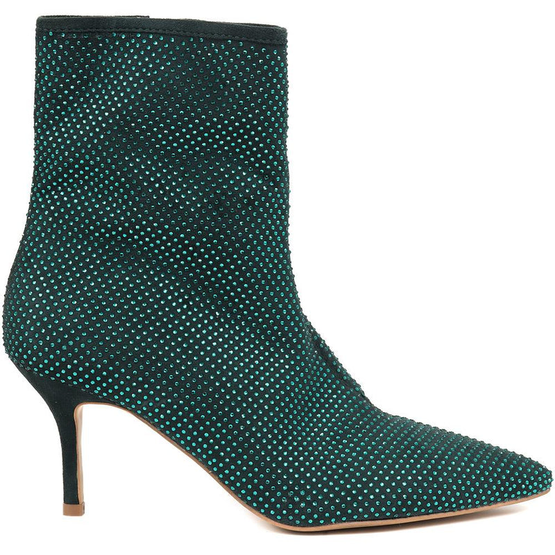 Jewelled Leather Heeled Boots - KHIARA / 324 334