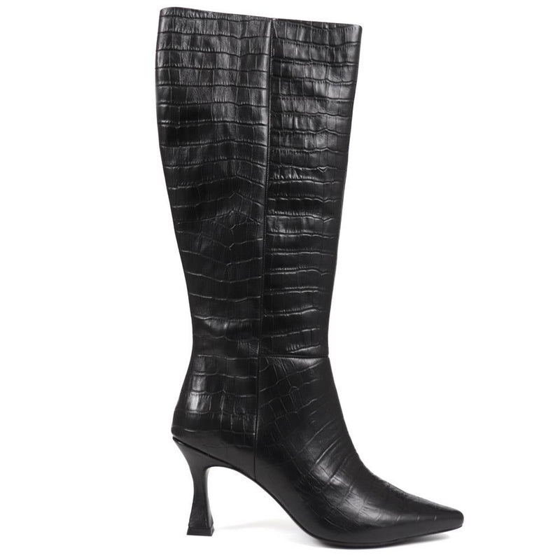 Knee-High Leather Heeled Boots - SIBILLA / 324 558