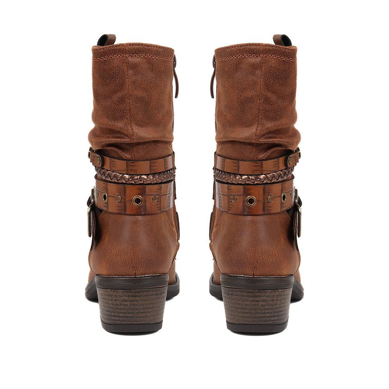 Buckle Detailed Calf Boots - WOIL38007 / 324 125