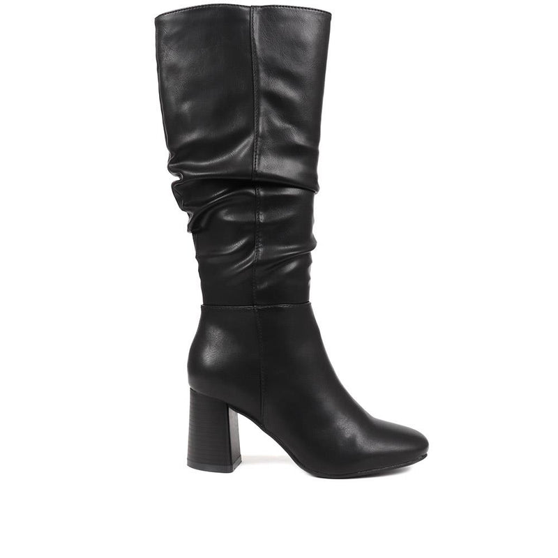 Knee High Slouch Heeled Boots - WOIL38048 / 324 854