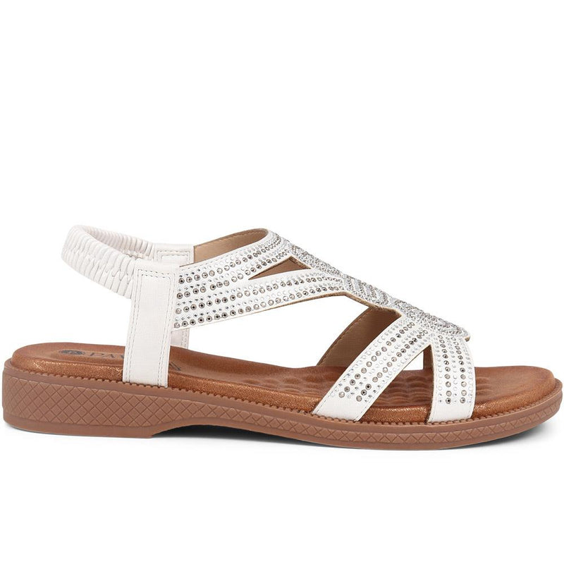 Embellished Flat Strappy Sandals - BELBAIZH39029 / 325 139