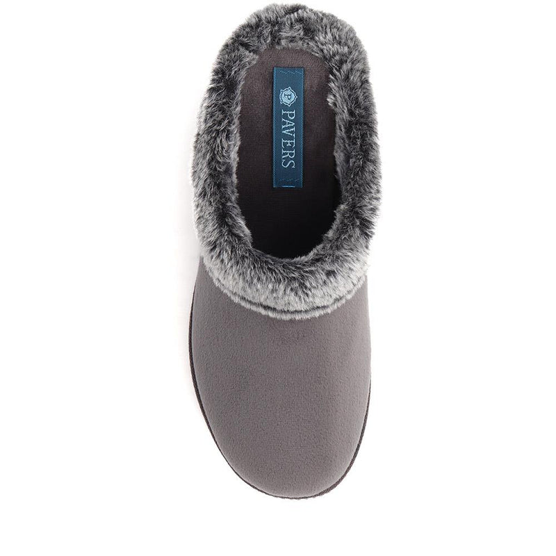 Faux Fur Trimmed Mule Slippers - RELAX34011 / 320 661