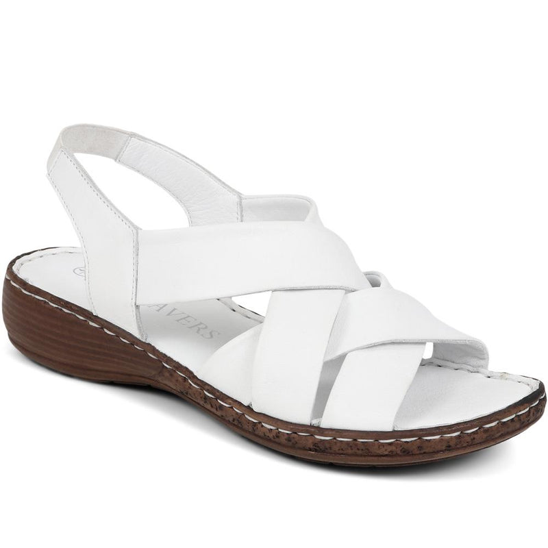 Leather Cross-Strap Sandals - LUCK39001 / 325 519