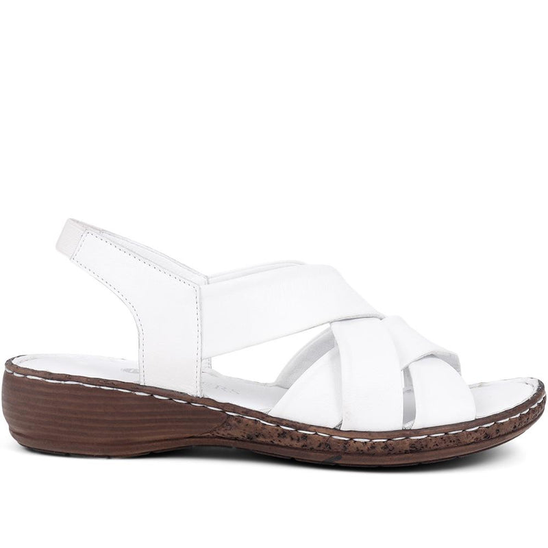 Leather Cross-Strap Sandals - LUCK39001 / 325 519