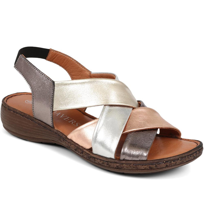 Leather Cross-Strap Sandals - LUCK39001 / 325 519