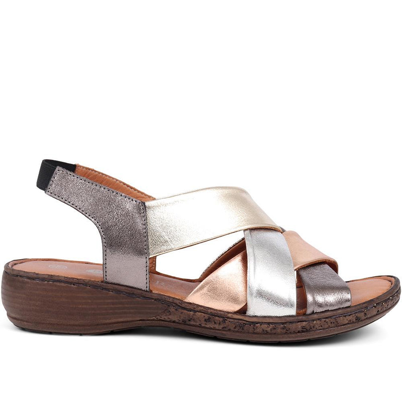 Leather Cross-Strap Sandals - LUCK39001 / 325 519