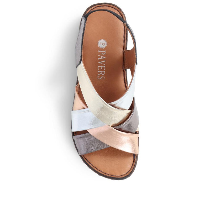 Leather Cross-Strap Sandals - LUCK39001 / 325 519