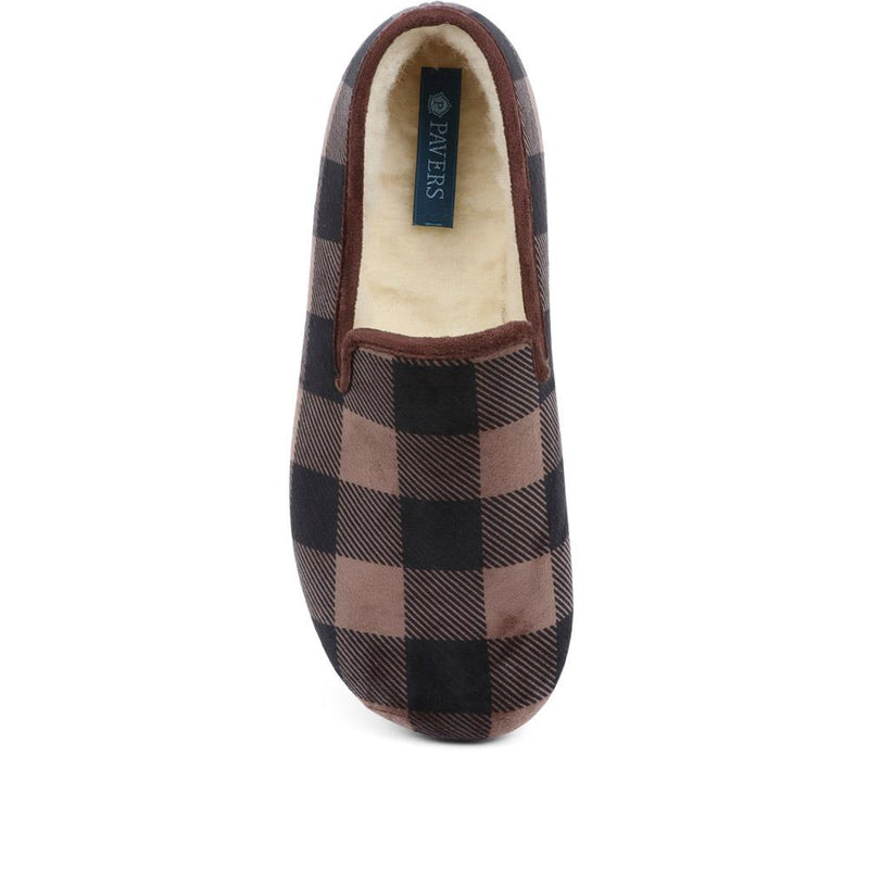 Fleece Lined Checked Slippers - KOY36024 / 322 956