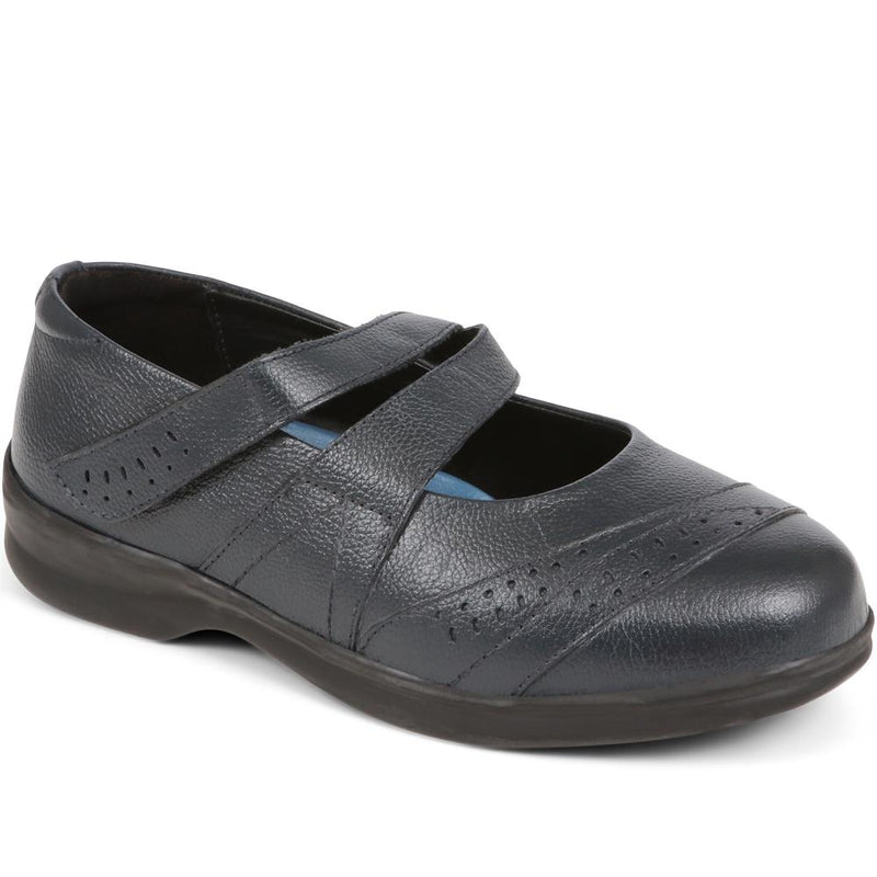 Extra Wide Fit Touch Fasten Leather Mary Janes - LIZBET / 323 992