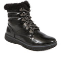 Patent Fleece Trim Lace Up Boots - WBINS38123 / 324 522