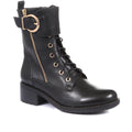 Emily-14 Leather Buckle Biker Boots - SINO34506 / 320 494