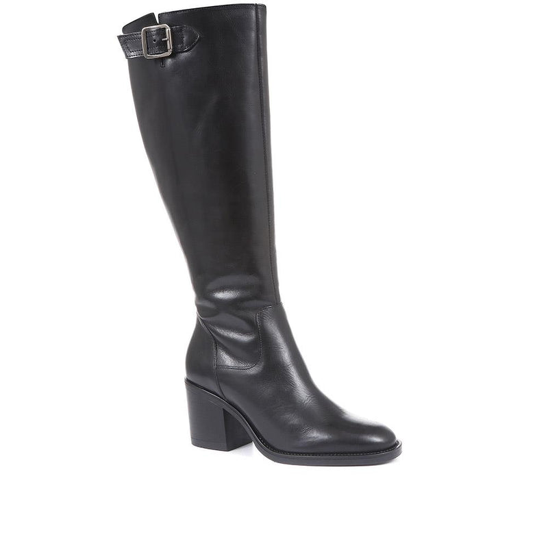 Cesena Wide Leather Knee Boots - CESENAL / 321 028